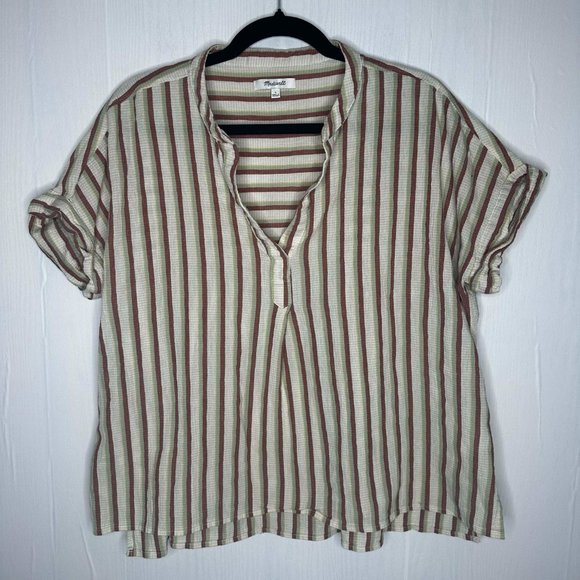 Madewell Striped Crop Top - Cream and Red - Picture 14 of 14